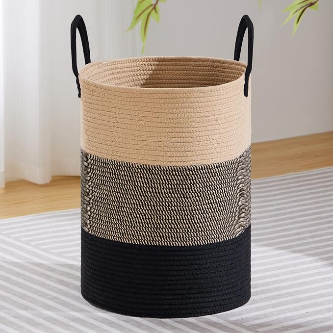 VIPOSCO Large Laundry Hamper, Tall Woven Rope Storage Basket by VIPOSCO