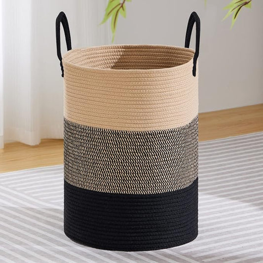 VIPOSCO Large Laundry Hamper, Tall Woven Rope Storage Basket by VIPOSCO