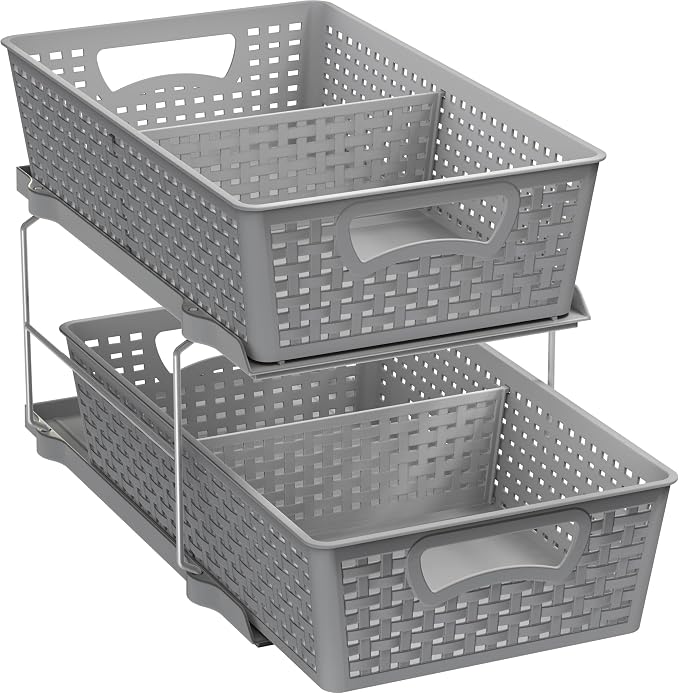 Simple Houseware 2 Tier Bathroom Organizer Tray Pull-Out Sliding by SimpleHouseware