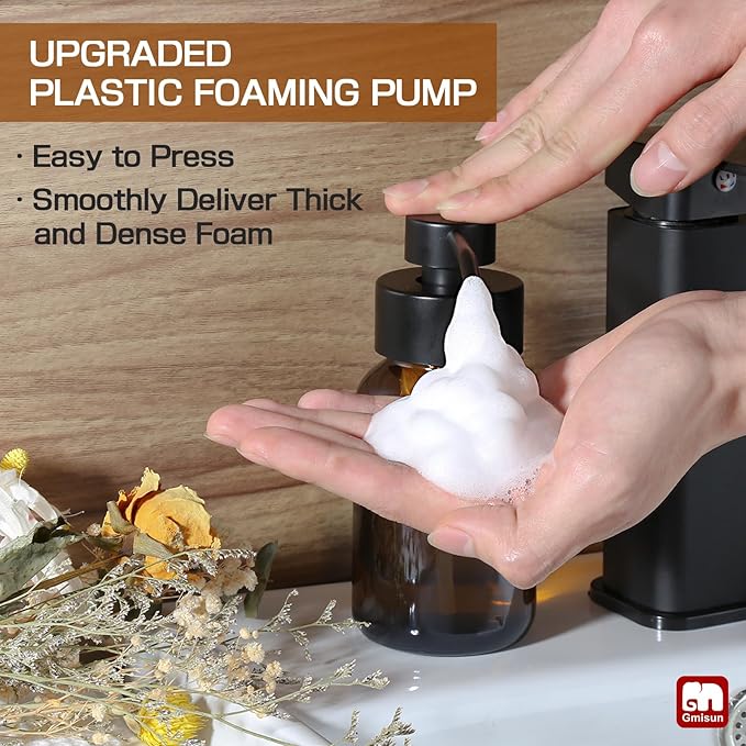 GMISUN Foaming Soap Dispenser, 8.5 fl oz / 250ml Amber Glass Foam Soap Dispenser - Image 2