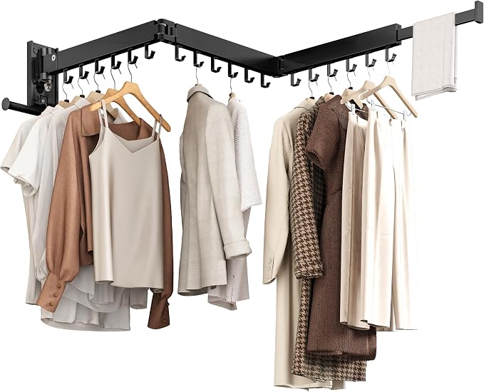 Wall Mounted Collapsible Clothes Drying Rack, Space-Saving Laundry Drying Rack by Unknown