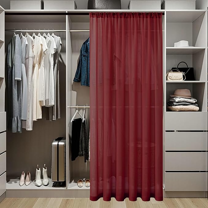 Tollpiz Sheer Door Curtain Closet Linen Textured Curtain Sheers Doorway Light - Image 3