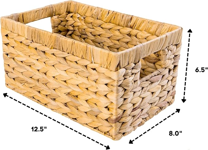 Set of 6 Wicker Storage Basket, Water Hyacinth Storage Baskets, Wicker Storage - Image 2