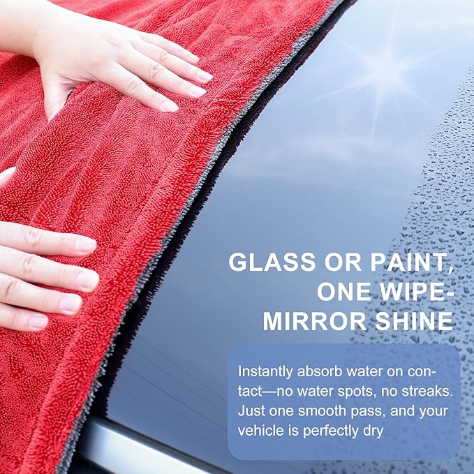 2 Pack XL Car Drying Towel – 1300GSM Ultra Absorbent Microfiber, Twisted Loop - Image 3
