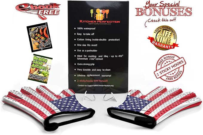 Kitchen perfection XL Silicone Smoker Oven Gloves-Extreme Heat Resistant BBQ - Image 2