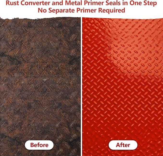 4-in-1 Rust Converter & Metal Primer, 141 Fl OZ Red Rust Inhibitor Paint - Image 3