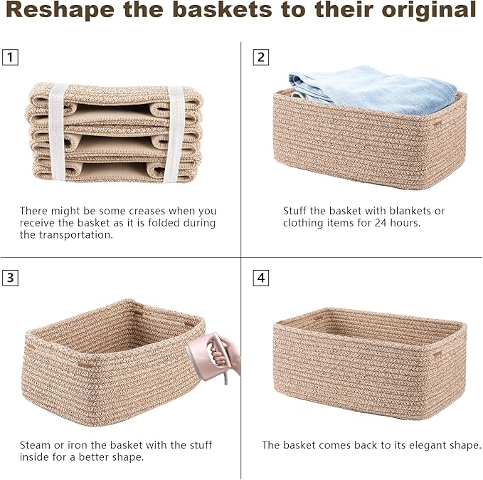 3 Pack Small Storage Baskets for Organizing, Cute Woven Decorative Gift Baskets - Image 8
