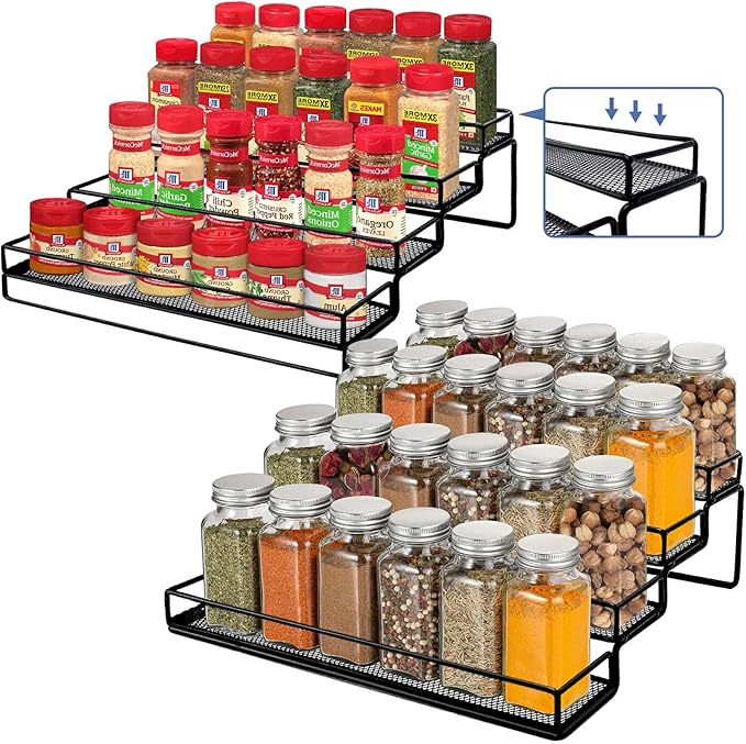 Spice Rack Organizer for Cabinet, 4 Tier Seasoning Organizer, Expandable Shelf by IFELS