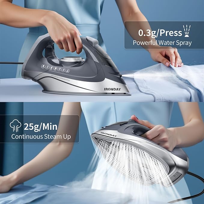 Steam Iron for Clothes Rapid Heating, 1700W Iron Burst of Steam, Non-Stick - Image 5