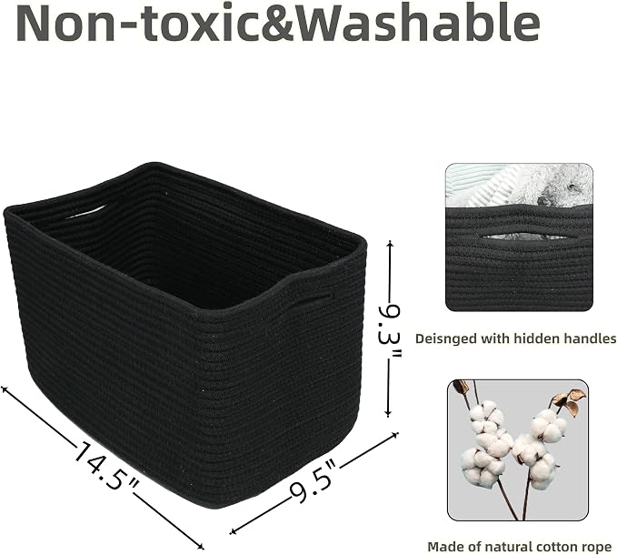 Cotton Rope storage Basket Bins 14.5X9.5X9.3“ Woven Basket - Image 2