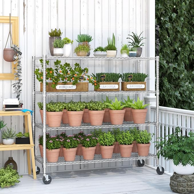 Himimi 72" H Storage Shelves 4 Tier Metal Shelving Adjustable Wire Shelf - Image 5