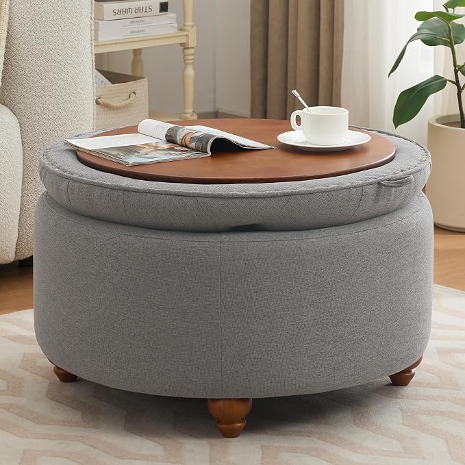 30Inch Round Storage Ottoman - Image 7
