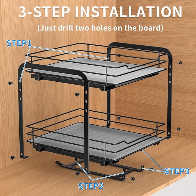 RCHYFEED Spice Rack Organizer for Cabinet, 2 Tier Pull Out Spice Racks for - Image 5