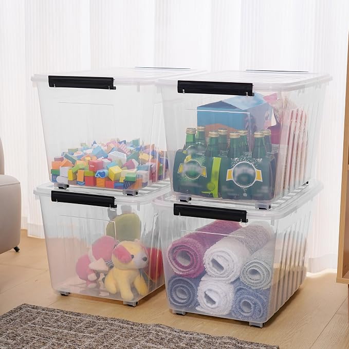 Citylife 82 QT Clear Plastic Storage Bins - Image 4