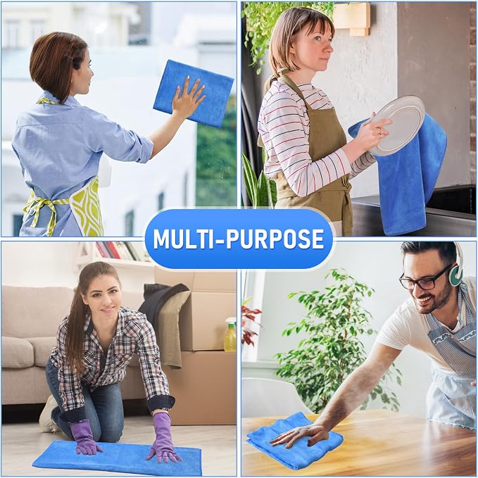 Newwiee 3 Pcs Extra Large Microfiber Cleaning Cloth 30" x 20" Washable Reusable - Image 6