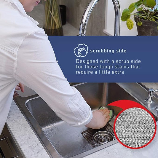 2-Sided Premium Microfiber Dish Sponge and Scrubber 3 Pack Variety - Image 2