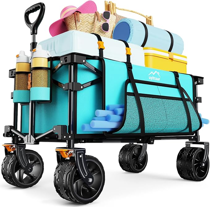 Collapsible Wagon Cart Heavy Duty Foldable, Folding Beach Wagon by Uyittour