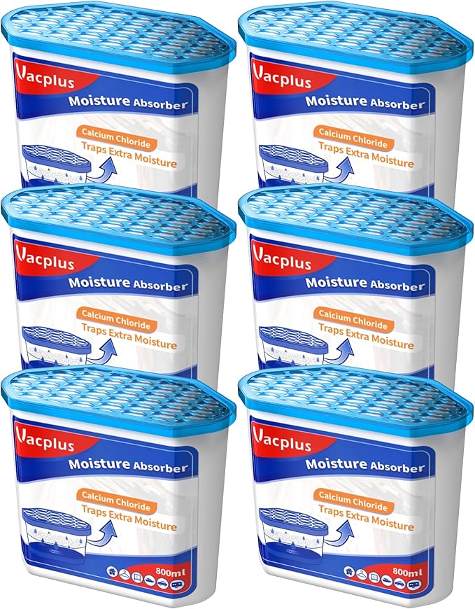 Vacplus Moisture Absorbers 6 pack, 16.0 Oz Portable Humidity Absorber Boxes by Vacplus