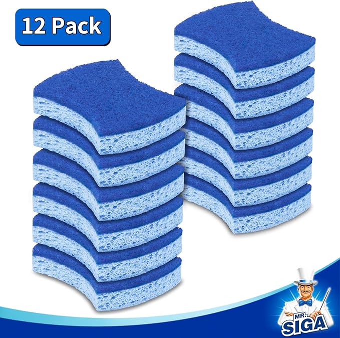 MR.SIGA Non-Scratch Cellulose Scrub Sponge, Dual-Sided Dishwashing Sponge - Image 6