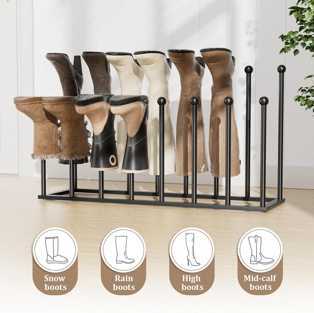 Freestanding Boot Rack, Shoe Storage Organizer Fit for 8 Pairs, Black