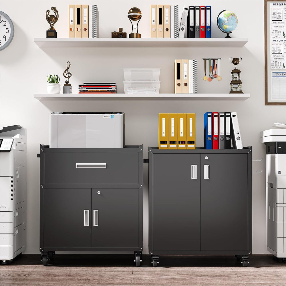 COFaR Heavy-Duty Rolling Storage Cabinet, 2-Door Metal Garage Cabinet with 2 ...