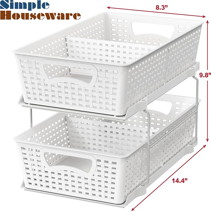 Simple Houseware 2 Tier Bathroom Organizer Tray Pull-Out Sliding - Image 2