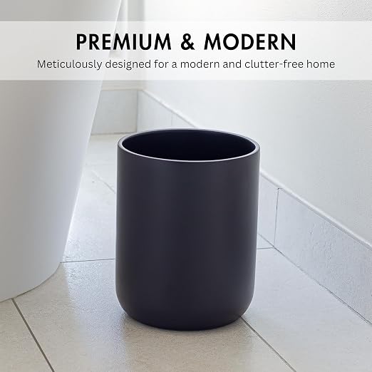 Matte Black Round Compact Trash Can Mini, 2 Gallons / 7.5L Garbage Bin - Image 2