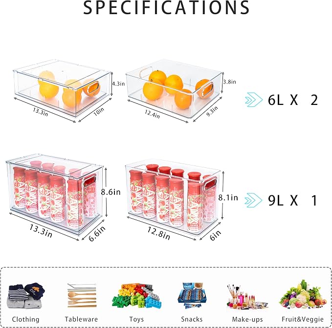 MineSign Stackable Fridge Drawer Pull-Out Bins - Image 3