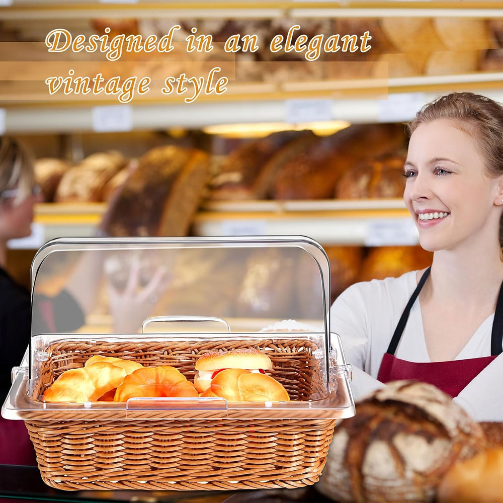 Ziliny 2 Set Wicker Bread Serving Basket, 13.78 x 10.63 Inch, 1 Compartment