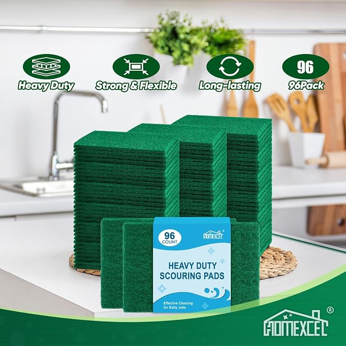 HOMEXCEL Heavy Duty Scouring Pad, 96 Pack Green Scrubbing Pads, Dish Scrubber - Image 5