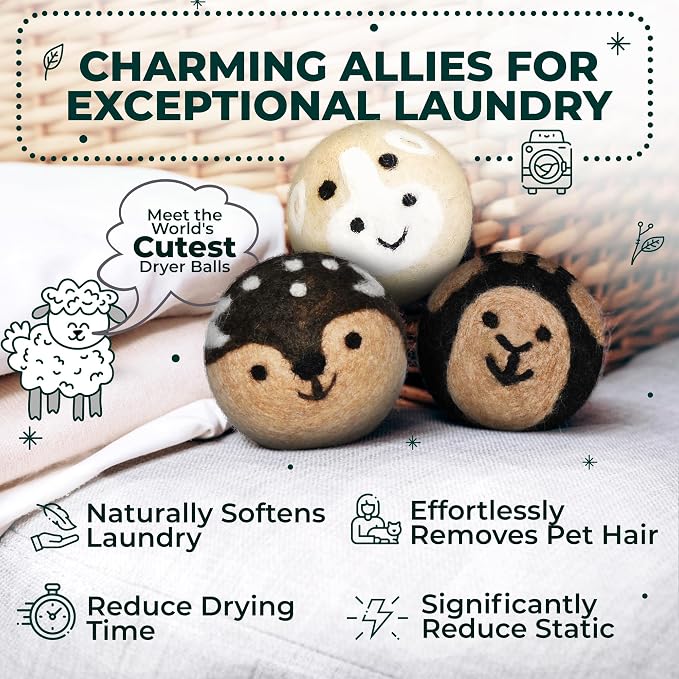 No More Dryer Sheets! Reusable Wool Dryer Balls XL 6-Pack - Image 2
