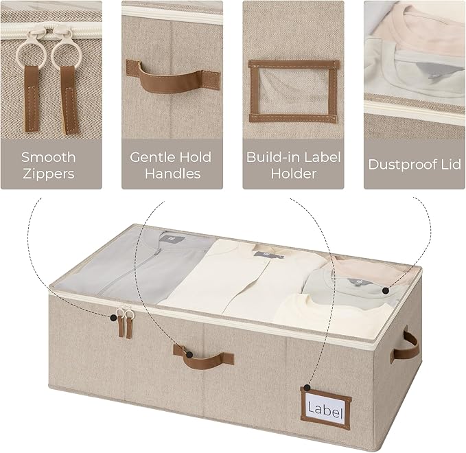 StorageWorks Under Bed Storage Bins, 90L Clothes Organizer - Image 4
