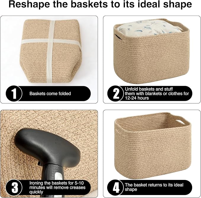 Storage Baskets for Organizing & Shelves, Woven Cotton Rope Organization Bins - Image 7