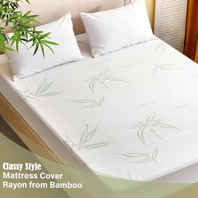 King Mattress Protector Waterproof Mattress Pad Washable Bamboo Rayon Mattress - Image 5