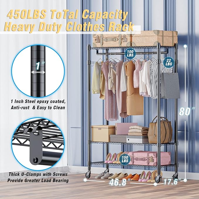 Homdox Rolling Garment Rack - Image 5