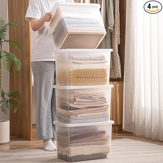 27 Quart Stackable Plastic Storage Bins by sgoostood