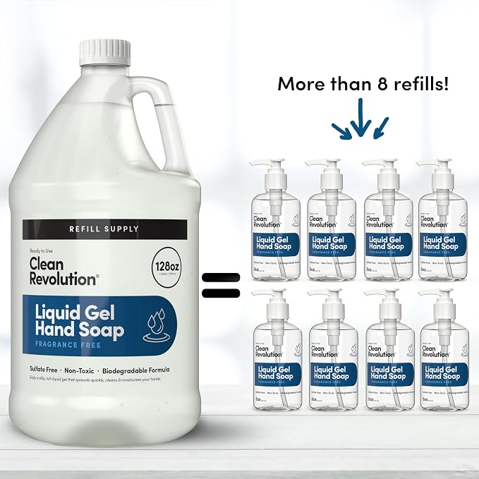 Clean Revolution Liquid Gel Hand Soap, Silky Rich Liquid, Quick Lather - Image 5