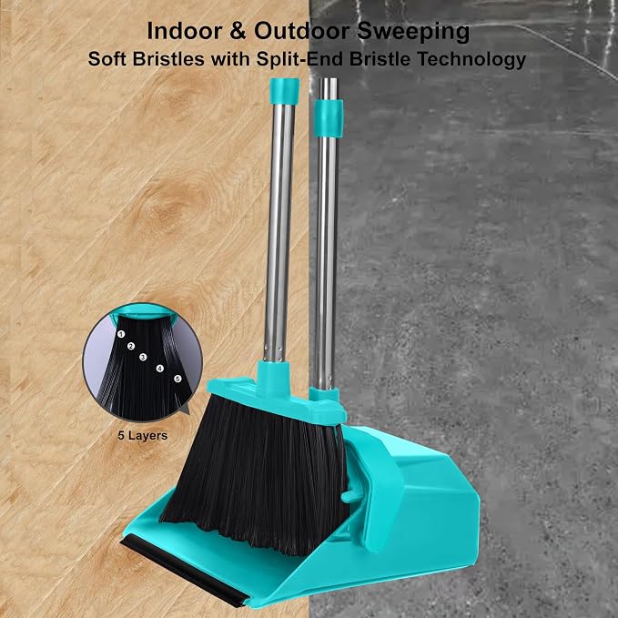 Upgrade Broom with Dustpan Combo Set, Broom and Dustpan Set with 51'' Long - Image 5