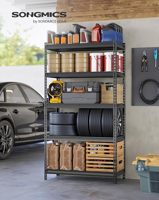 SONGMICS 5-Tier Storage Shelves, Heavy-Duty Garage Shelving, Adjustable - Image 2