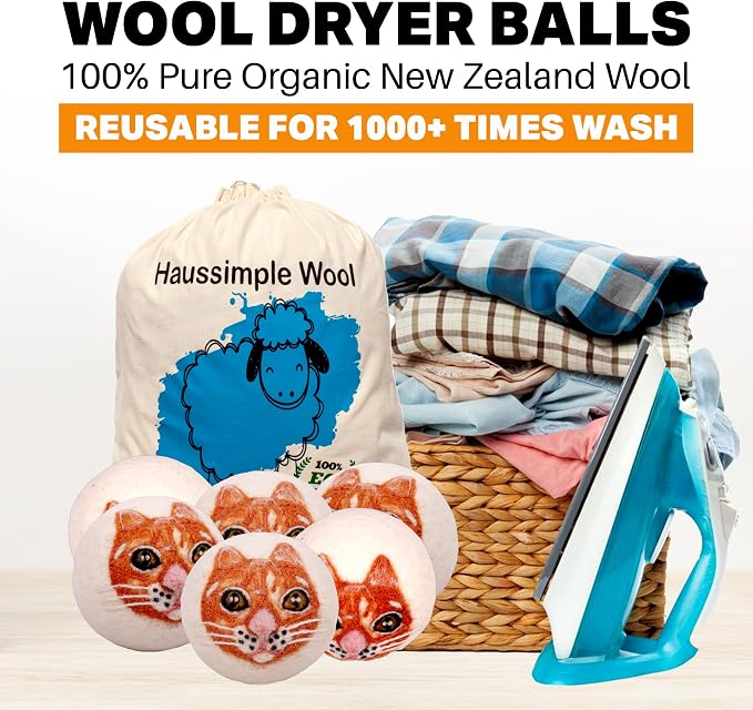 Wool Dryer Balls Organic Felt 6 Pack Laundry Fabric Softener, Extra Large - Image 4