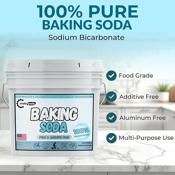 TradeGrade Pure Baking Soda Powder – 30 lb Bucket, Sodium Bicarbonate Powder | - Image 2
