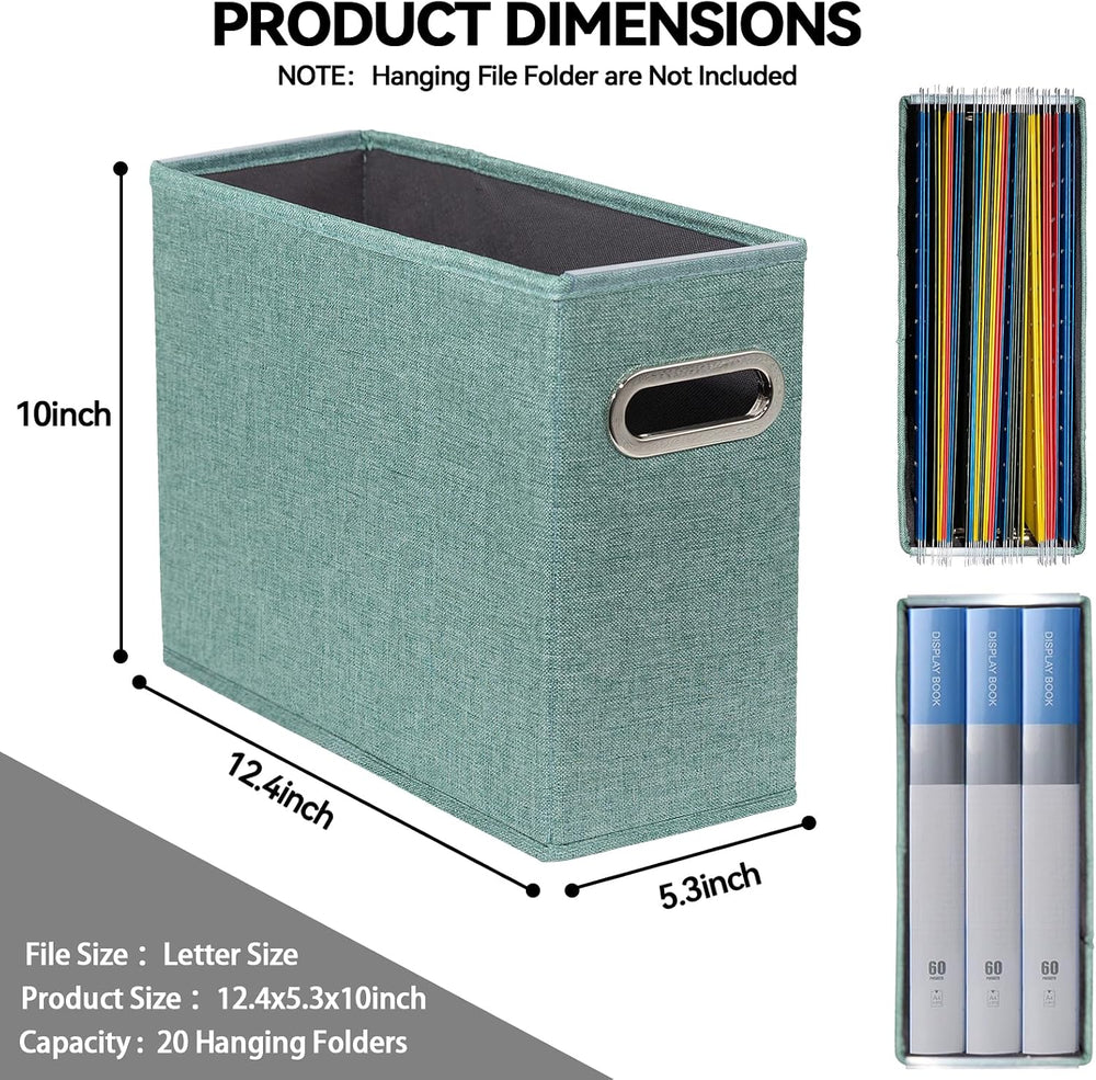 6 Pack Letter Size File Storage Box Collapsible，Fabric Hanging File Folders O...