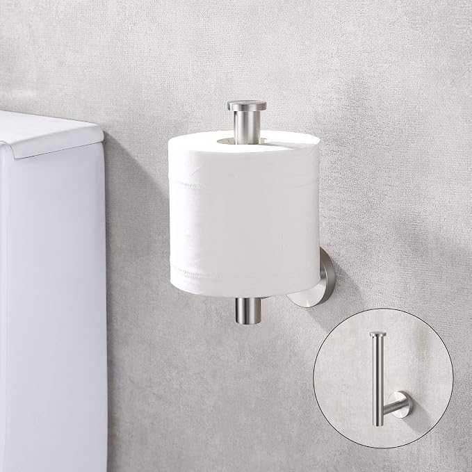 TASTOS Brushed Nickel Toilet Paper Holder SUS304 Stainless Steel, Modern Round - Image 3