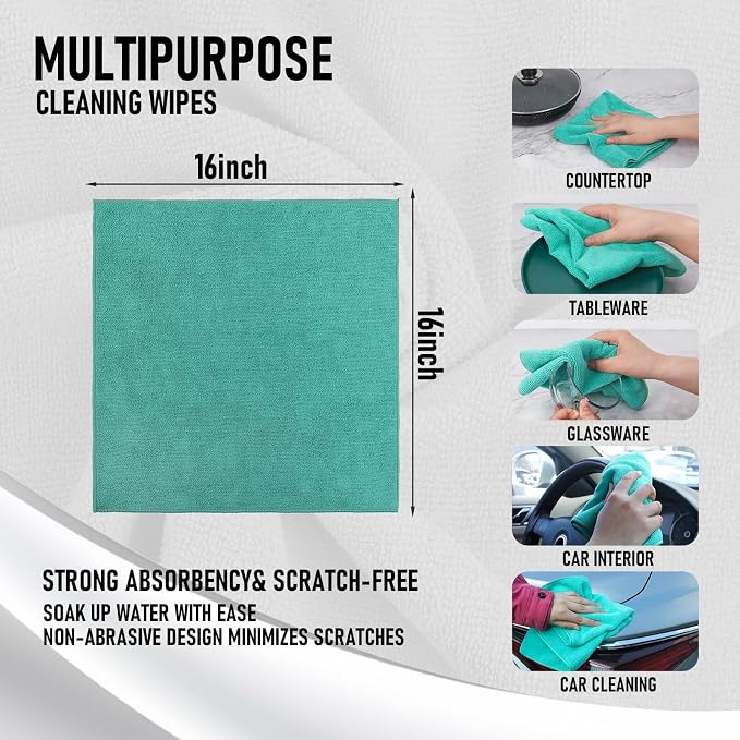Tricol Clean Microfiber Cleaning Cloth, 12 Pack Ultra-Thick Cleaning Rags - Image 3