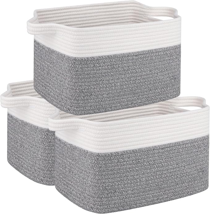 OIAHOMY 3 Pack Storage Basket for Organizing, Woven Basket Basket by MasterofSpaceOptimization