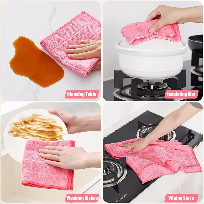 Homaxy Microfiber Kitchen Towels and Dishcloths Set, 16 Pack Soft and Absorbent - Image 5