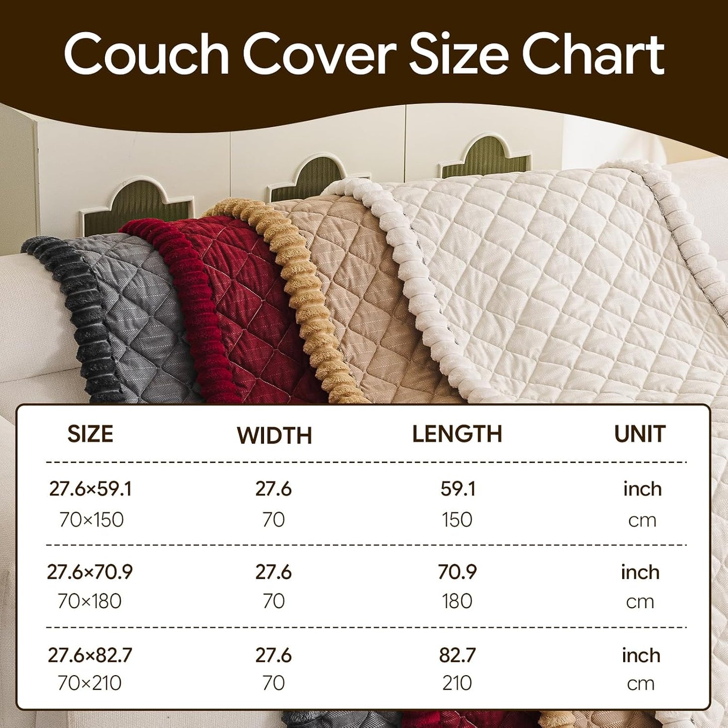 FUANGUI Couch Covers for Dogs Washable, Sofa Cover with Straps for 3 Cushion Couch, Non-Slip Pet Couch Protector for Sectional & Leather Sofa, 1PC (Dark Grey, 27.6" x 59")