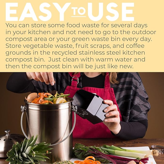 EPICA Countertop Compost Bin Kitchen | 1.3 Gallon | Odorless Composting Bin - Image 5