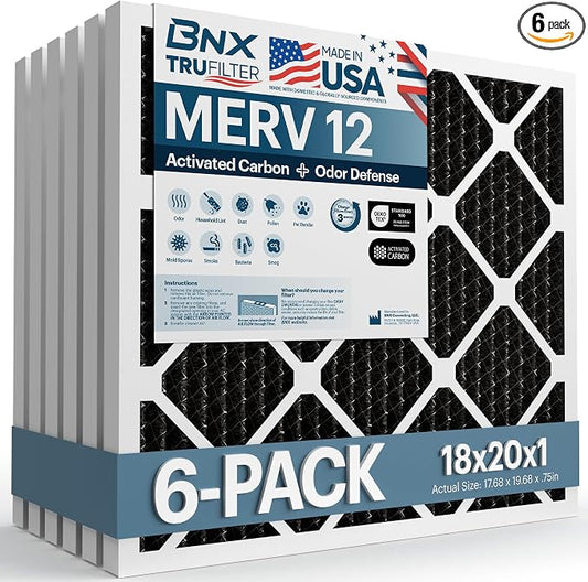 BNX TruFilter 18x20x1 MERV 12 Odor Defense AC Furnace Air Filter by BNX