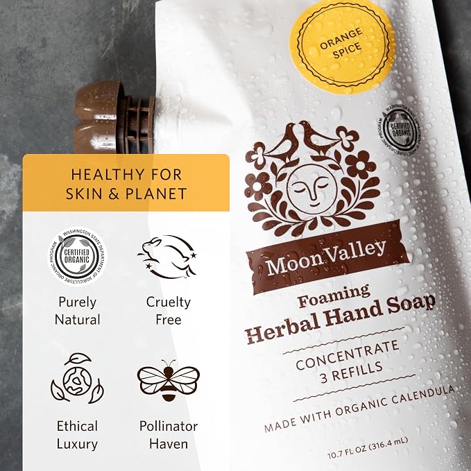 Moon Valley Foaming Hand Soap Refill Pouch, Two-Pack Orange Spice Soap - Image 4